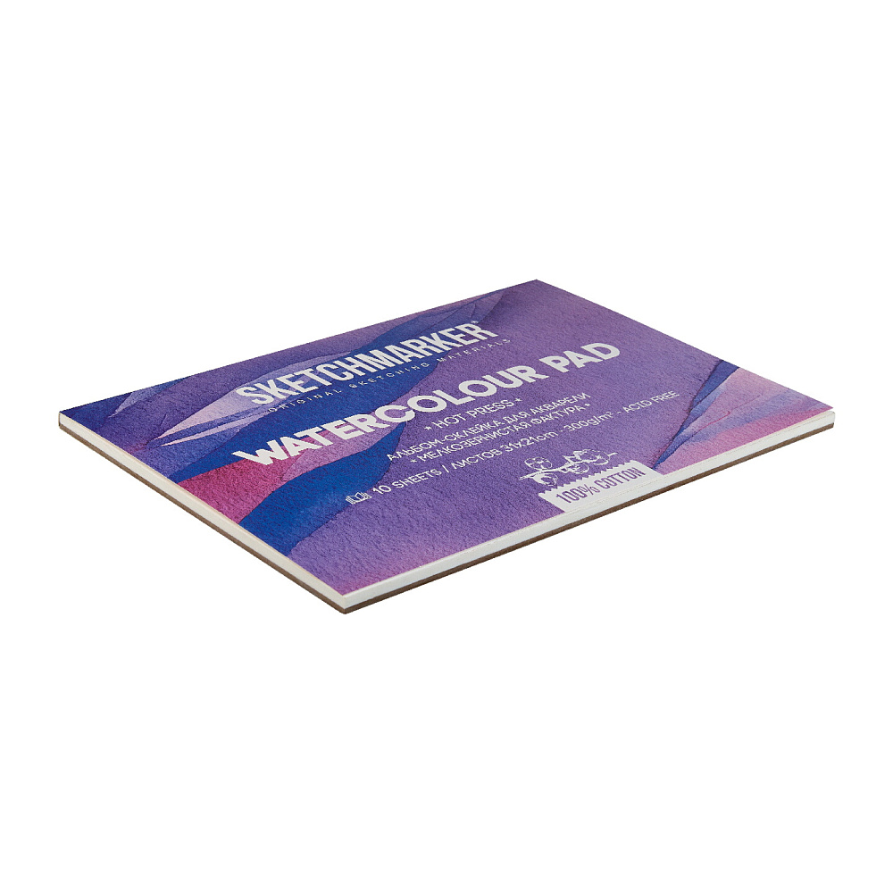 Блок бумаги для акварели "Sketchmarker", А4, 300 г/м2, 10 листов, мелкозернистая - 3