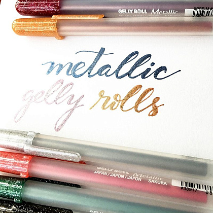Ручка гелевая "Gelly Roll Metallic", 1.0 мм, прозрачный, стерж. голубой - 4