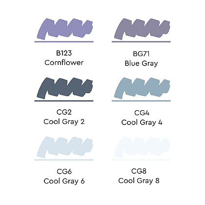 Набор маркеров перманентных двусторонних "Sketchmarker Cool Gray", 6 шт. - 3