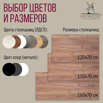 Стол письменный Millwood Лофт Сиэтл (ДТ-5), 1300х700 мм, дуб табачный крафт, белый - 11
