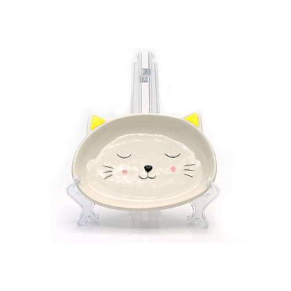 Тарелка керамическая "Cat plate", 19.5 см, бежевый