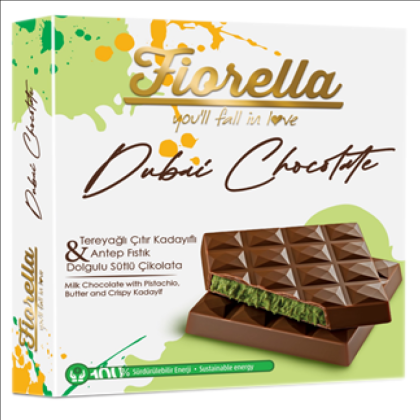 Шоколад молочный "Fiorella. Dubai Chocolate", 60 г, с начинкой из фисташки и кадаифа
