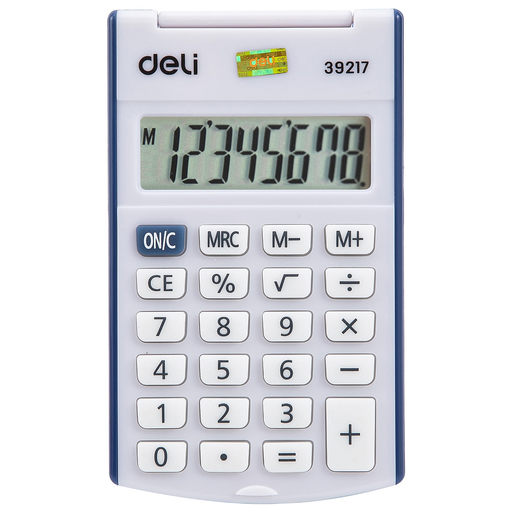 Калькулятор карманный Deli "Easy 39217", 8-ми разрядный, пластик, белый, синий - 2