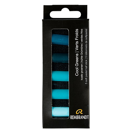 Набор мягкой пастели "Rembrandt Half Pastel", 5 цветов, холодные зеленые
