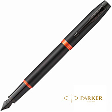 Ручка перьевая Parker "IM Vibrant Rings F315", M, черный, оранжевый, патрон синий
