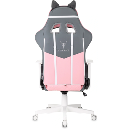 Кресло игровое Бюрократ Knight "Catzy", экокожа, пластик, серый, розовый - 4