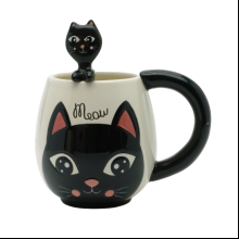 Кружка керамическая "Sly cat", 380 мл, черный, белый