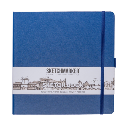 Скетчбук "Sketchmarker", 80 листов, 20x20 см, 140 г/м2, королевский синий 