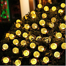 Гирлянда уличная "Роса", 3 м, 20 LED, тепло белый, солнечная батарея