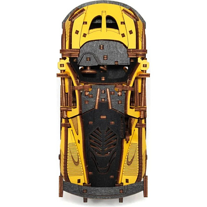 Конструктор 3D "Гоночный автомобиль", деревянный, желтый - 4