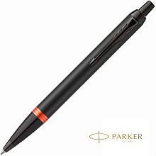 Ручка шариковая автоматическая Parker "IM Vibrant Rings K315", 0,7 мм, черный, оранжевый, стерж. синий