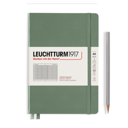 Блокнот "Leuchtturm1917. Smooth Colours", А5, 251 страница, в клетку, на резинке, оливковый