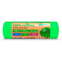Мешки для мусора ПВД Mirpack "PURE ECOLOGY Био", 30 мкм, 120 л, 10 шт/упак 