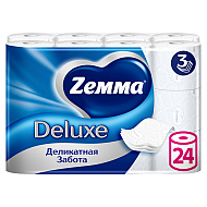 Бумага туалетная Zemma Deluxe, 24 рулона, 3 слоя, белый