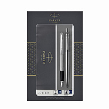 Набор "Parker Jotter Stainless Steel СT": ручка шариковая автоматическая и перьевая, серебристый