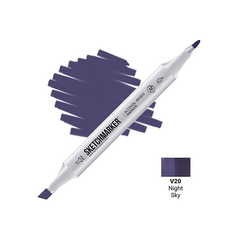 Маркер перманентный двусторонний "Sketchmarker", V20 ночное небо