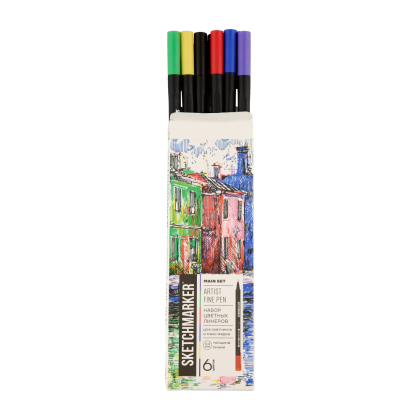 Ручка капиллярная "Sketchmarker Artist fine pen Main", 6 шт - 10