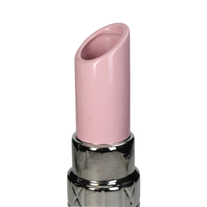 Ваза "Lipstick", фаянс, розовый, серебристый - 4