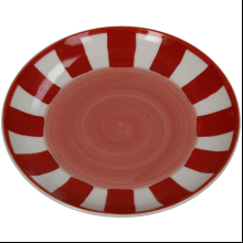 Тарелка керамическая "Stripes", красный, белый