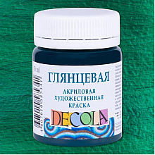 Краска акриловая глянцевая "Декола", 720 изумрудная, 50 мл., банка