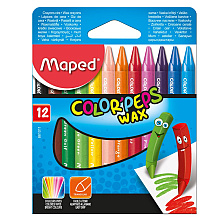 Мелки восковые Maped "Wax Crayons", 12 цветов, ассорти