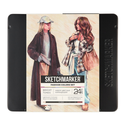 Набор карандашей цветных "Sketchmarker Мода", 24 цвета, в металлической коробке