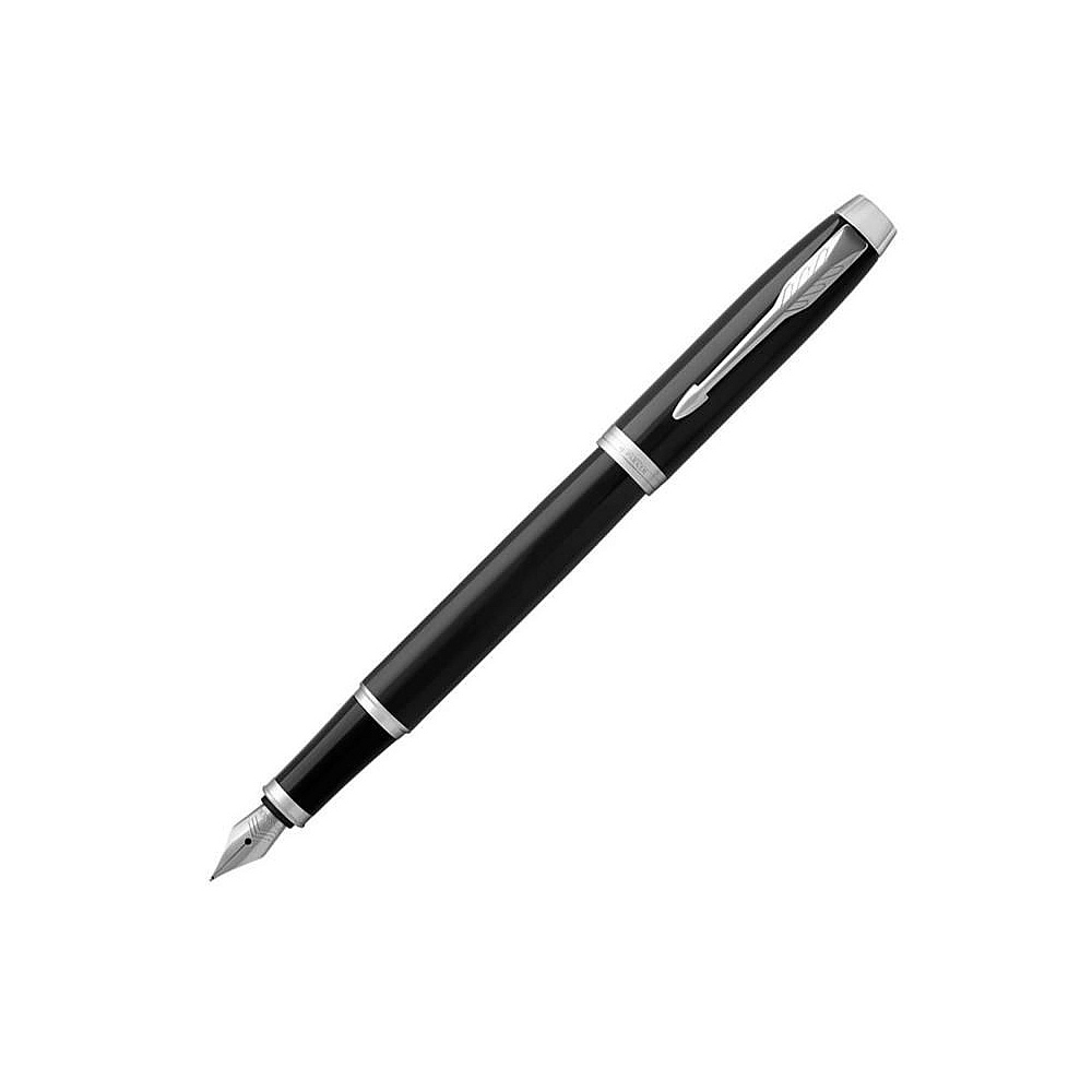 Ручка перьевая "Parker IM Black Lacquer CT", F, черный, серебристый, патрон синий