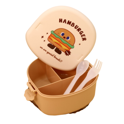 Контейнер для еды "Hamburger", пластик, бежевый - 4