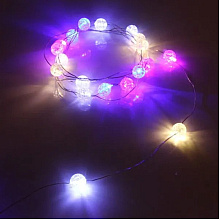 Гирлянда LED "Жемчужина" 2 м, на батарейках, 20 LED, прозрачный провод, мультиколор