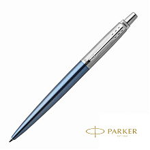 Ручка шариковая автоматическая "Parker Jotter Waterloo Blue CT", 0.7 мм, голубой, серебристый, стерж. синий