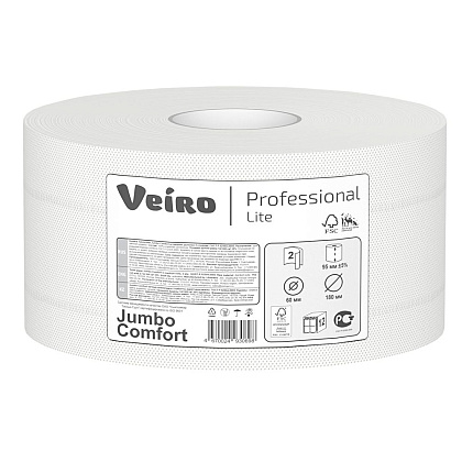 Бумага туалетная "Jumbo Comfort" в средних  рулонах, 2 слоя, 1 рулон, 150 м