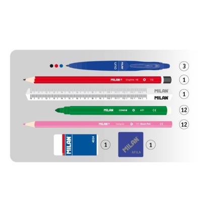 Пенал Milan "Net & Lit", 4 отделения, с наполнением, коралловый - 2