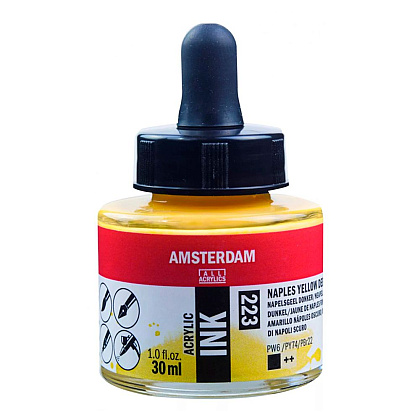 Жидкий акрил "Amsterdam", 223 неаполитанский желтый темный, 30 мл