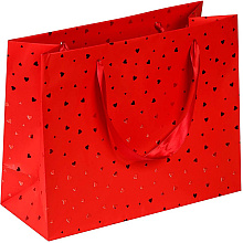 Пакет бумажный подарочный "Valentine", 32x13x24.5 см, красный