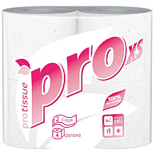Бумага туалетная  PROtissue 18м, 2 слоя, 4 рул, 100% целлюлоза