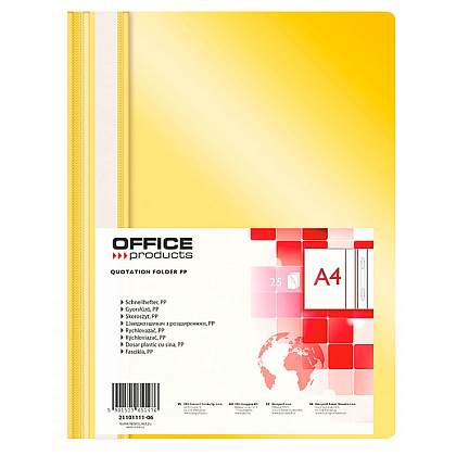 Папка скоросшиватель "Office Products", А4, желтый