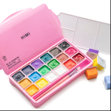 Краски гуашевые "Himi Jelly Cup. New vision", 18 цветов, кювета, розовый футляр