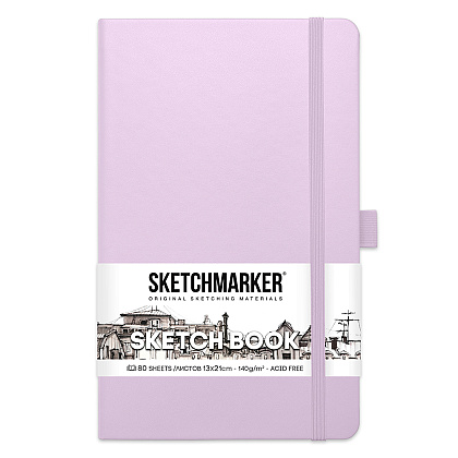 Скетчбук "Sketchmarker", 13x21 см, 140 г/м2, 80 листов, фиолетовый пастельный