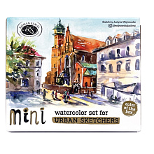 Краски акварельные "Aquarius. Mini Urban Sketcher set", 8 цветов, полукюветы, коробка, золотая