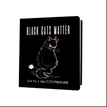 Блокнот "Black cats matter с клубком", 60 страниц, в клетку, черный
