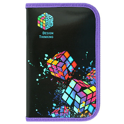 Пенал "Magic cube", 1 отделение, черный, желтый