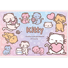Альбом для рисования "KITTY KAWAII", A4, 24 листа