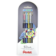 Набор ручек гелевых "Pentel Dual Metallic", 4 шт, ассорти