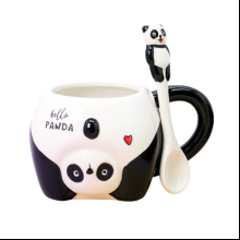 Кружка "Funny panda", керамика, 450 мл, черный, с ложкой