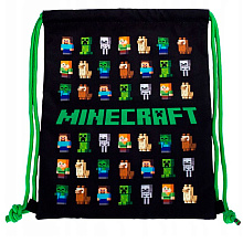 Мешок для обуви "Minecraft", 33x44 см, черный, зеленый