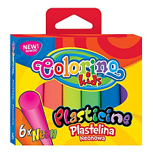 Пластилин для детской лепки Colorino, 6 цветов, неоновый