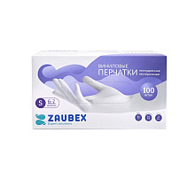 Перчатки виниловые Zaubex, одноразовые, р-р S, 100 шт/уп, прозрачный