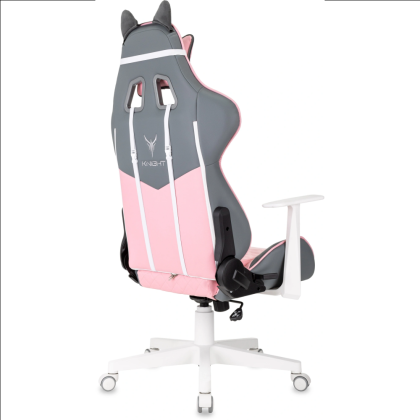 Кресло игровое Бюрократ Knight "Catzy", экокожа, пластик, серый, розовый - 3