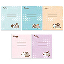 Тетрадь "Pusheen", А5, 24 листа, линейка, ассорти