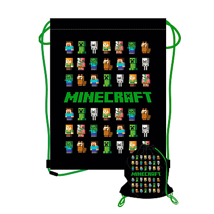 Мешок для обуви "Minecraft", 33x44 см, черный, зеленый - 2